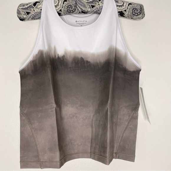 Athleta Shanti Watercolor Stripe Crop Top Tank Mortar Mushroom New Plus Size 2X - Picture 3 of 6